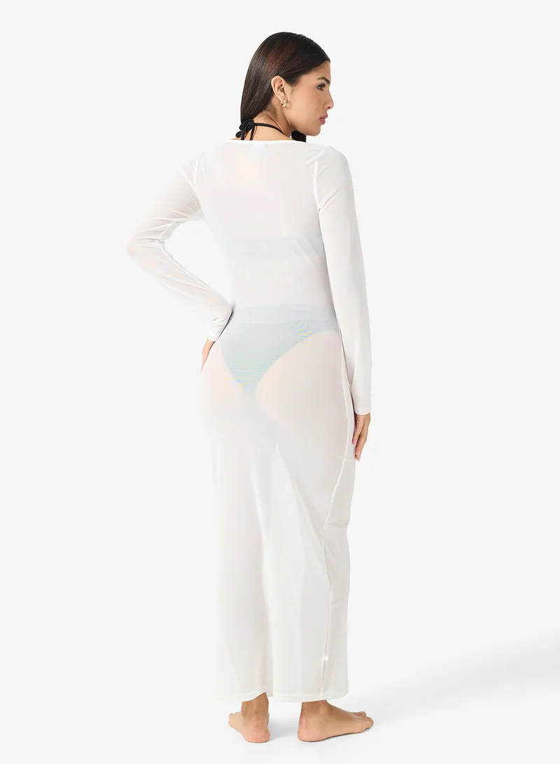 جينجر Scoop Neck Beach Cover Up Dress